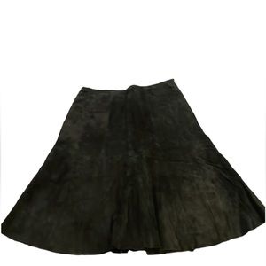 Spiegal Leather Suede Knee Length A-line Black Skirt Size 10